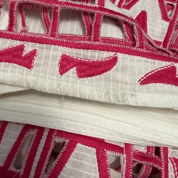 Sea New York White Cotton Embroidered Dress Size 2 Pink Hem Detail Boho - Picture 7 of 9